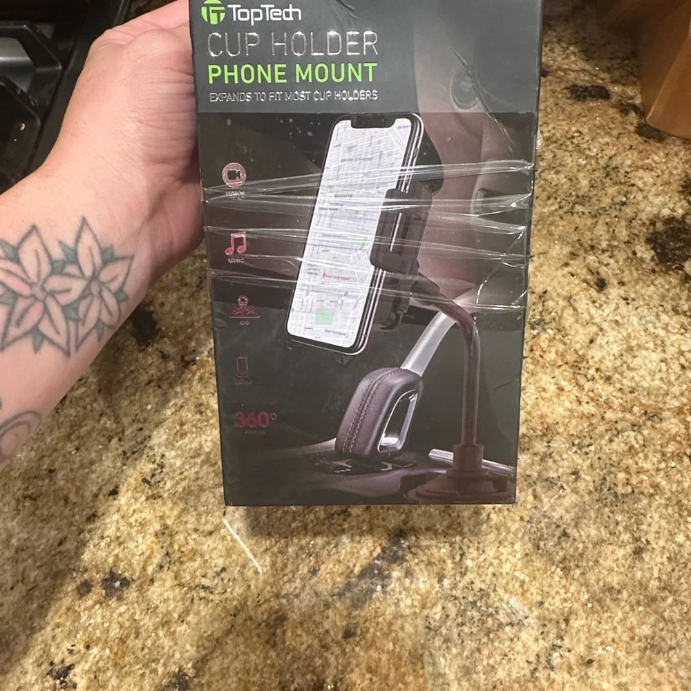 Black Cup Holder Phone Mount